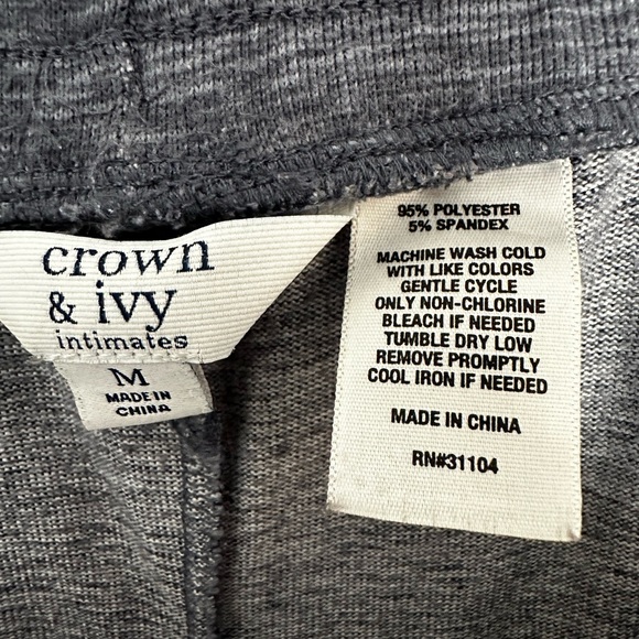 2 pair Pajama pants from Crown & Ivy -- slate grey & soft silver colors- size M - Picture 8 of 16